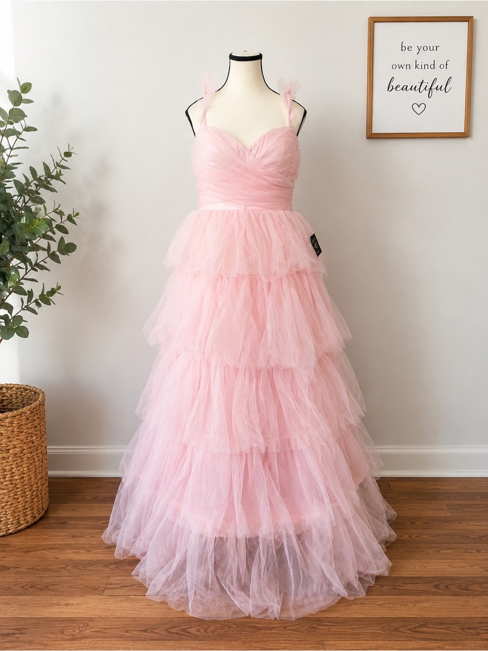 Lulu's Fabulous Poise Light Pink Tulle Ruffled Tiered Maxi Dress Size XL - Picture 5 of 9